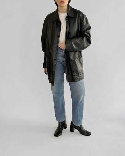 90s Black Nappa Leather Jacket