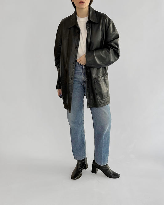 90s Black Nappa Leather Jacket