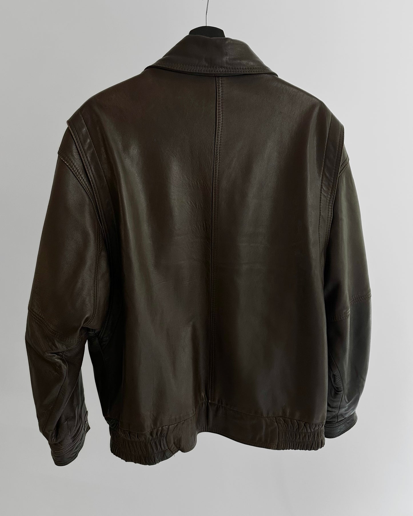 80s Brown Leather Bomber Jacket