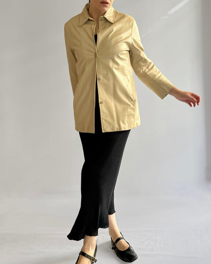 90s Beige Leather Jacket