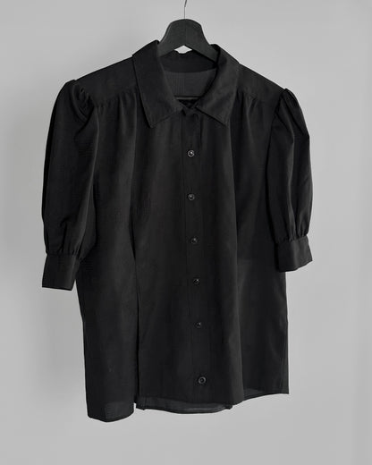 90s Black Puff Sleeve Blouse
