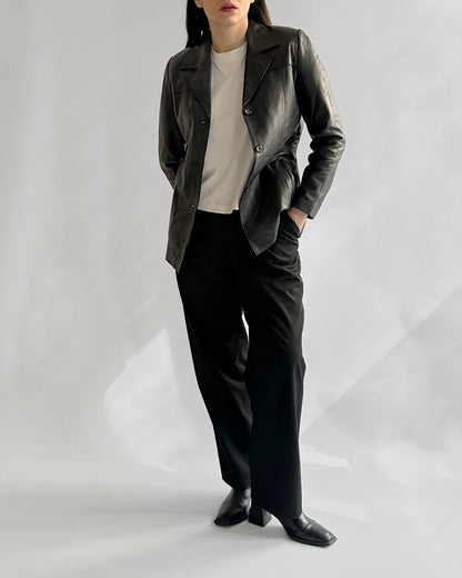 90s Black Leather Blazer