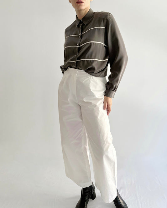 90s Grey Blouse with White Trim