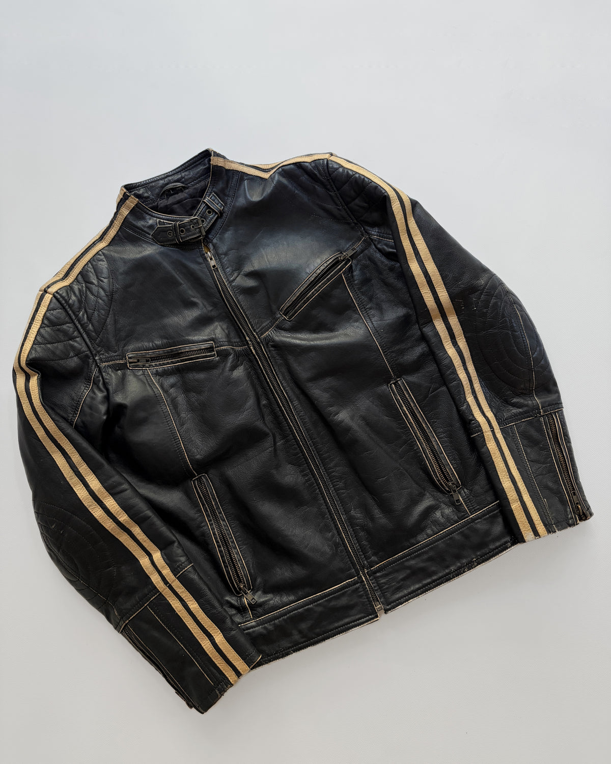 Vintage Aberdeen Leather Black Cowhide Motorcycle Jacket