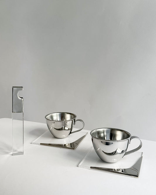 Vintage 1970s Lucite & Stainless Steel Modernist Bar Set