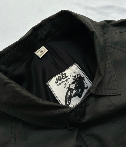 90s Black Cotton Trench Coat