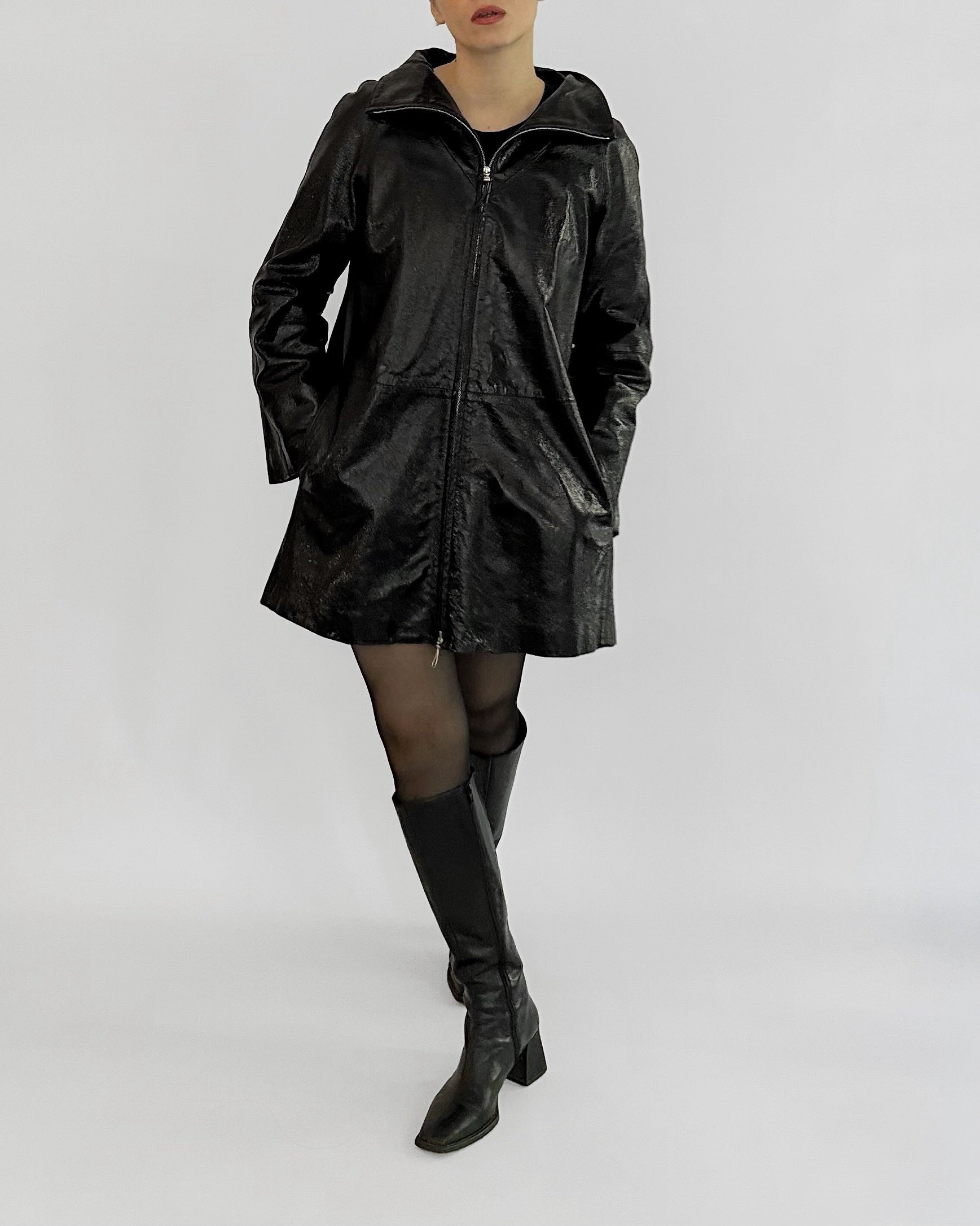 80s Gianfranco Ferré Black Patent Leather Coat – Alba Vintage Studio