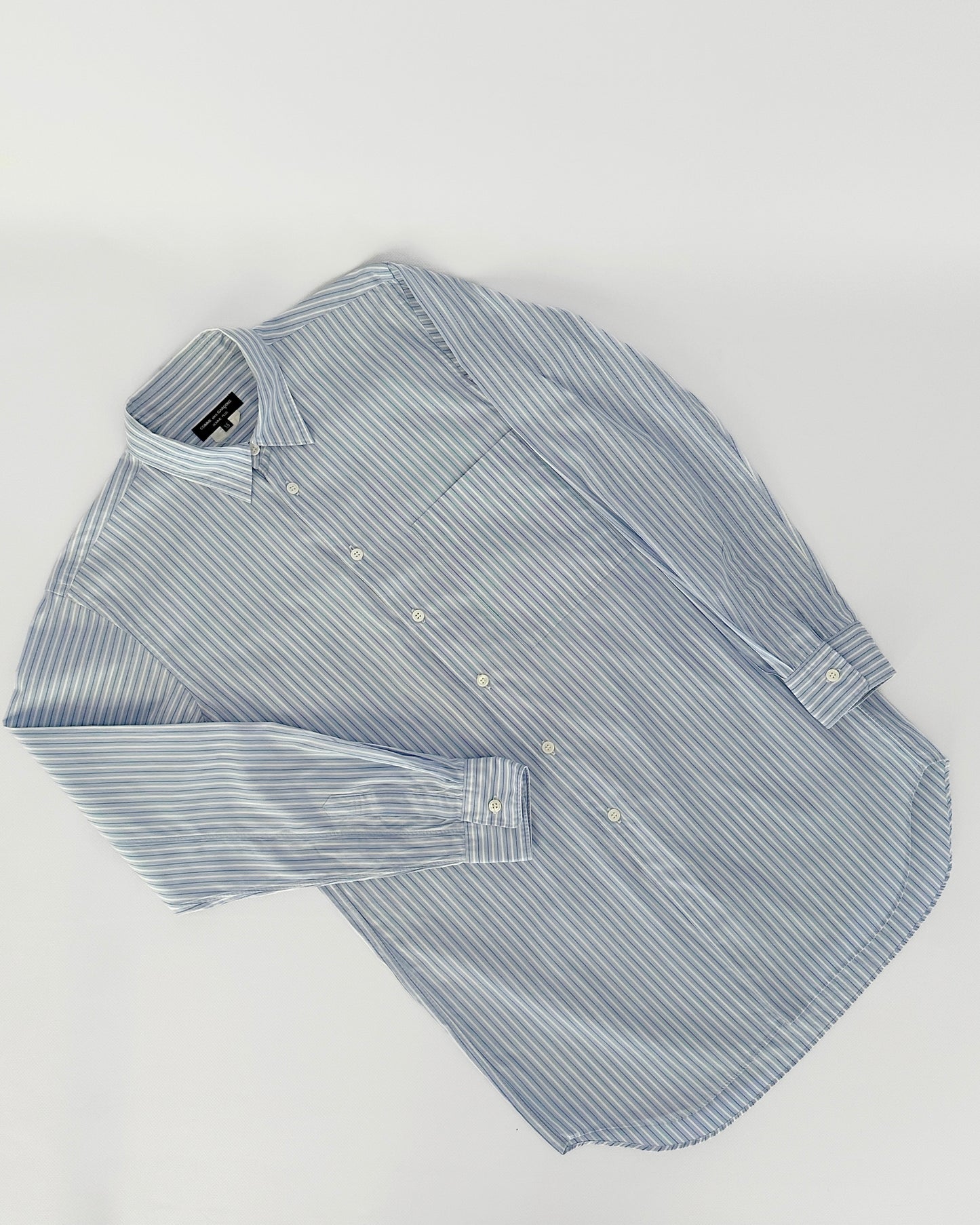Comme des Garçons Blue Striped Maxi Shirt - Hommes Plus Fall 2013
