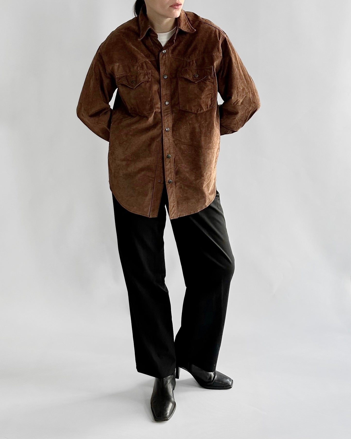 70s Brown Suede Western Shirt Jacket