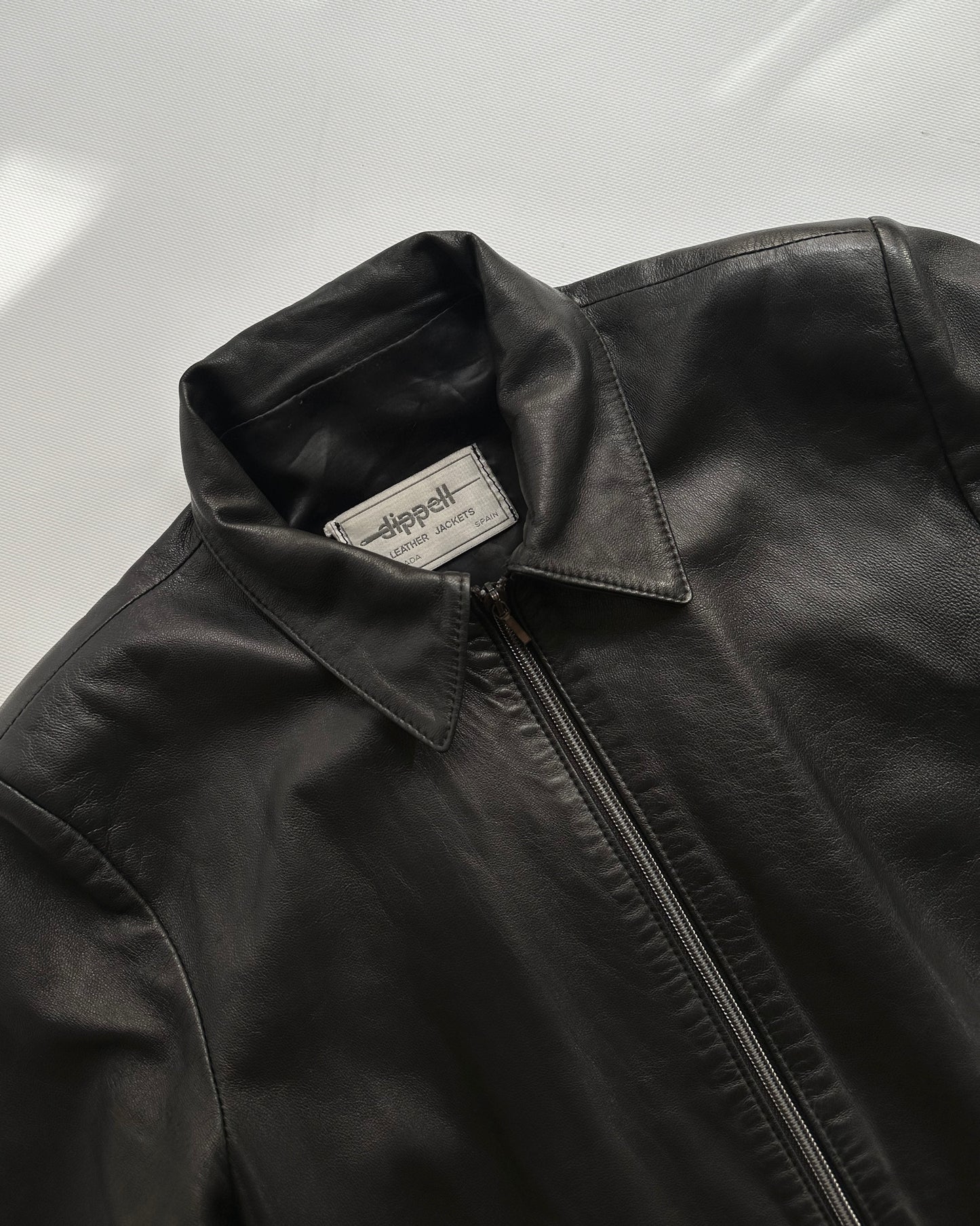 90s Black Zip-Up Leather Jacket