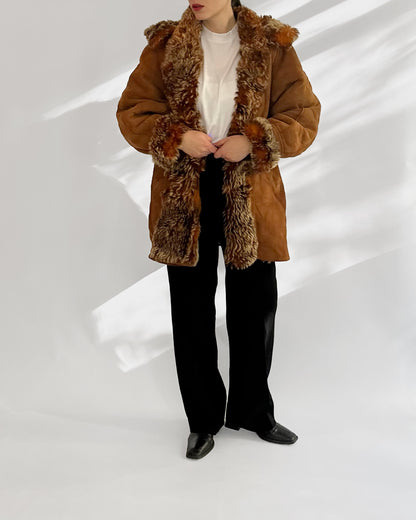 70s Shearling Coat with Detachable Hood