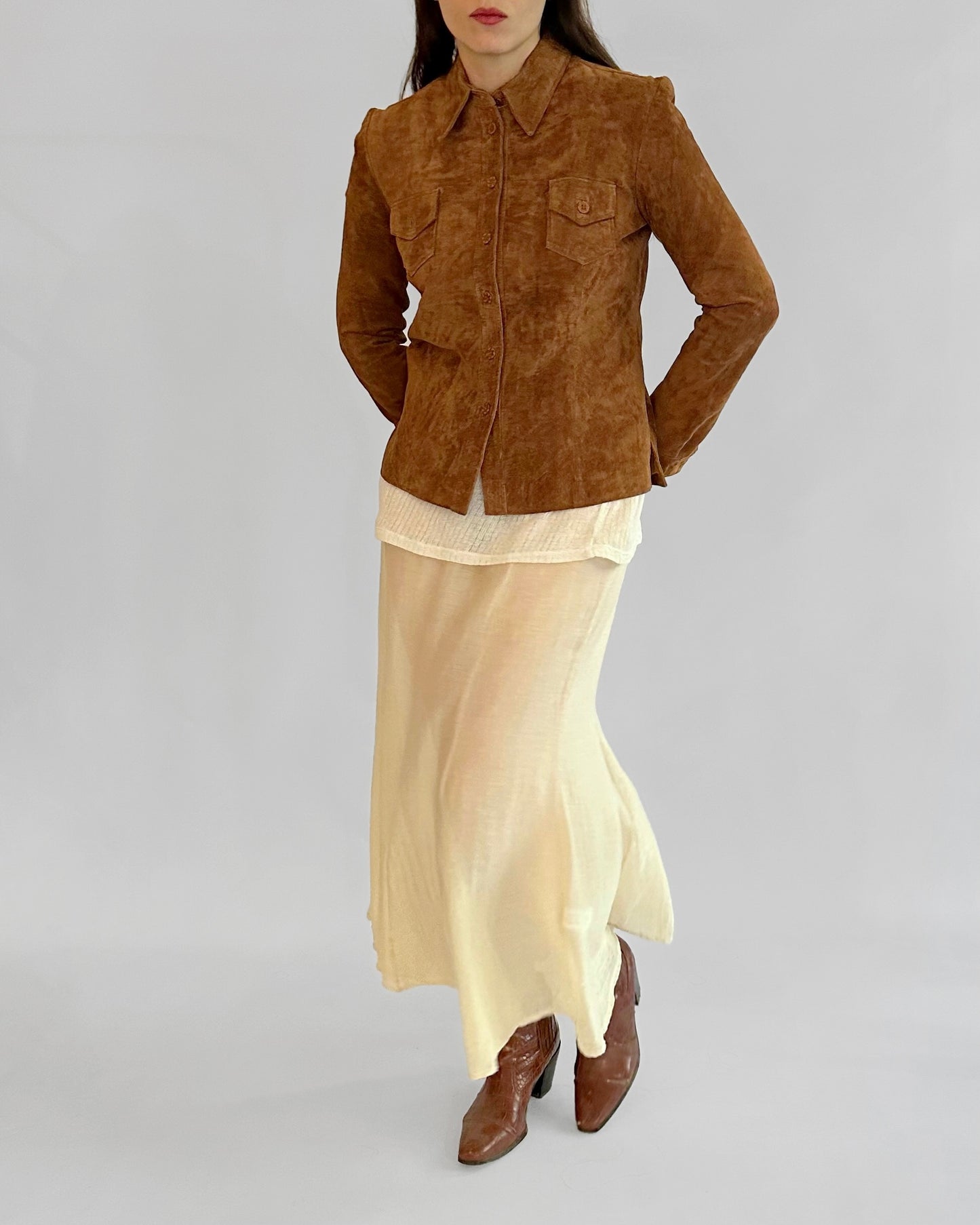 90s Brown Suede Shirt Jacket – Made in Spain