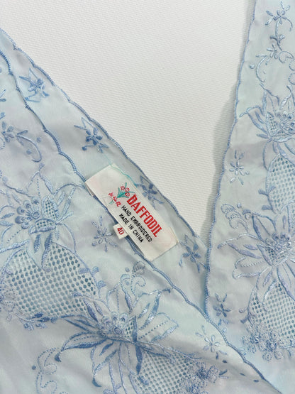 50s Pale Blue Embroidered Nightgown
