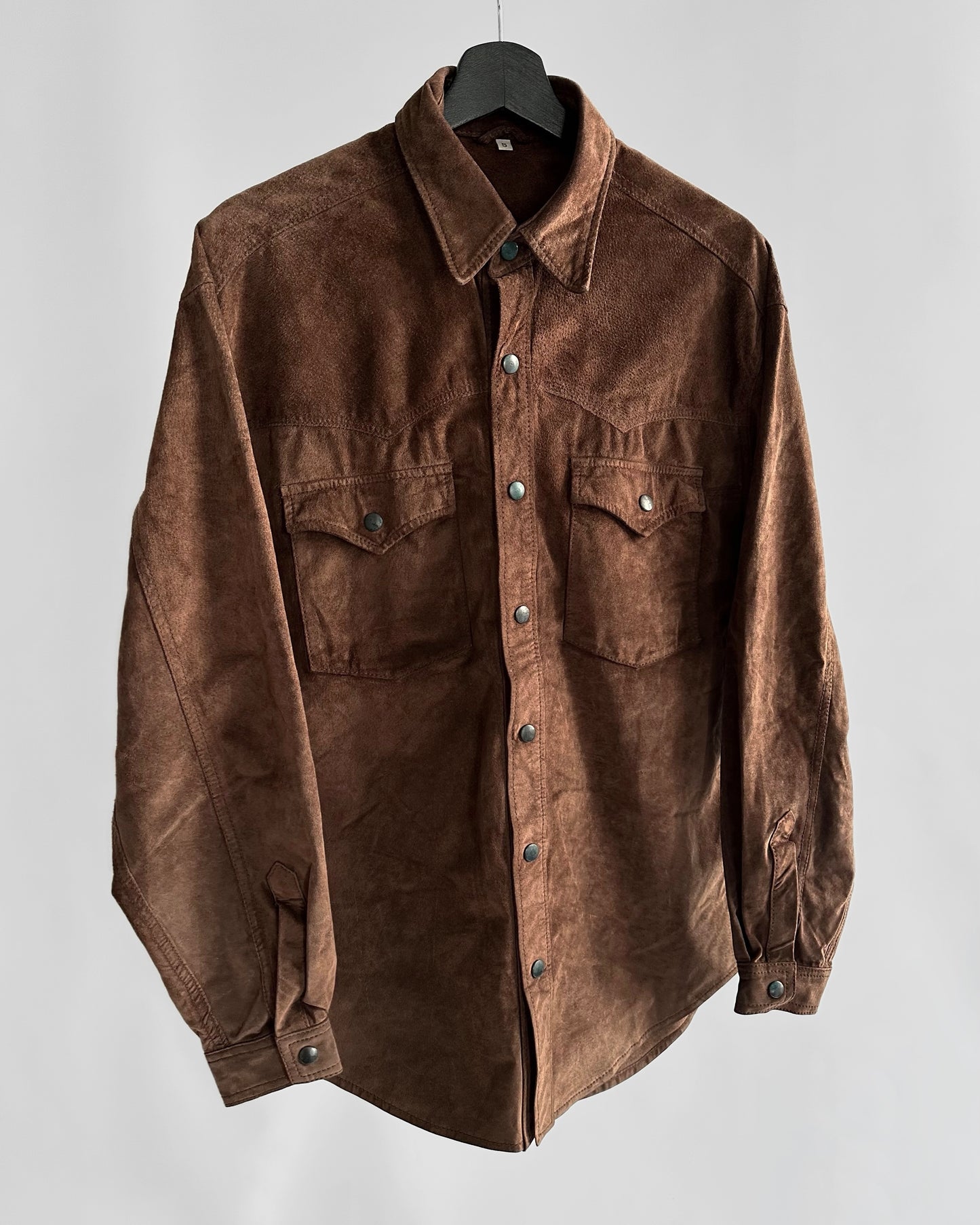70s Brown Suede Western Shirt Jacket