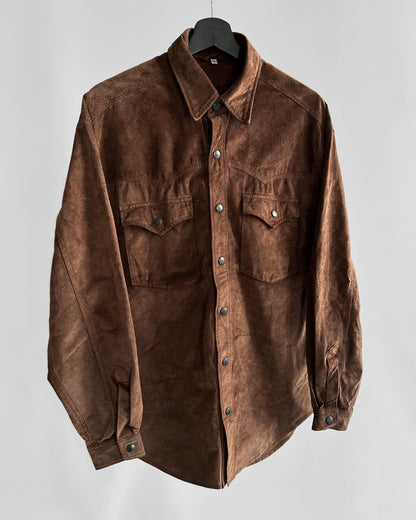 70s Brown Suede Western Shirt Jacket
