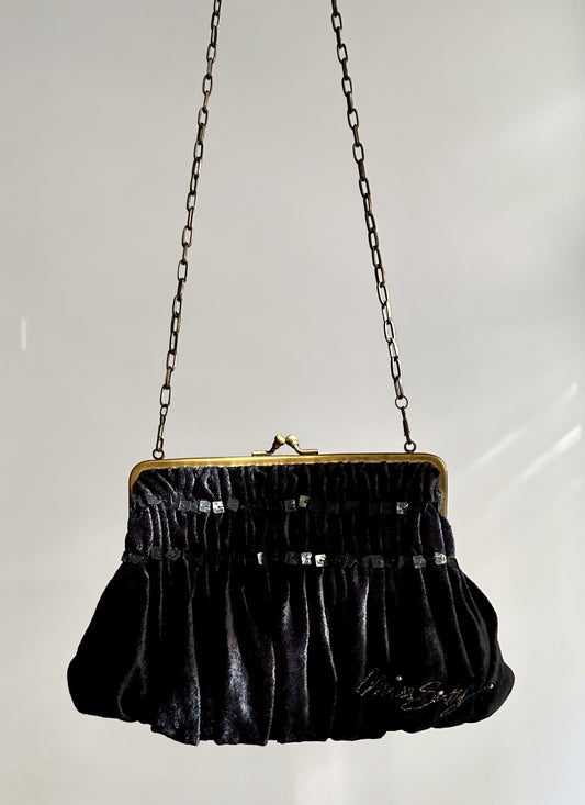 Vintage Y2K MISS SIXTY Black Velvet Evening Bag