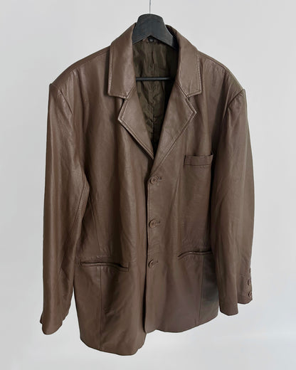Vintage 90s Brown Leather Blazer