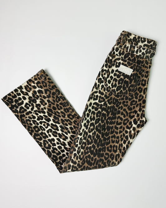 Ganni Leopard Betzy Cropped Jeans