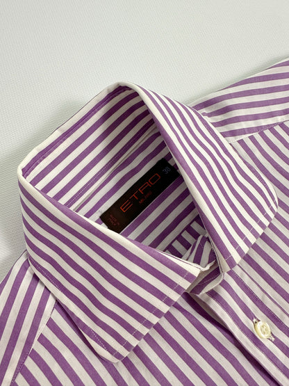Etro Milano Purple and White Striped Cotton Shirt