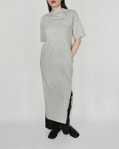 MM6 Maison Margiela Mélange Grey Cotton-Jersey Midi Dress