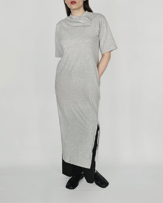 MM6 Maison Margiela Mélange Grey Cotton-Jersey Midi Dress