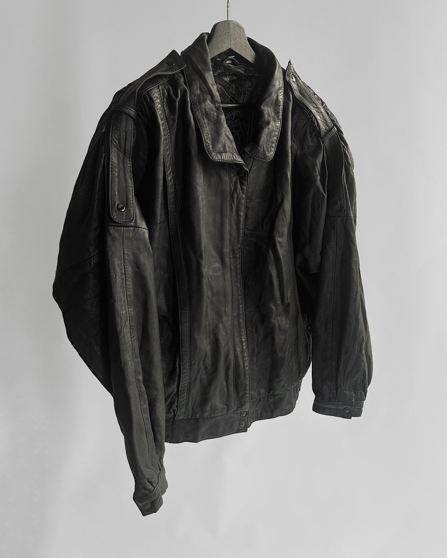 1990s Black Leather Bomber Jacket