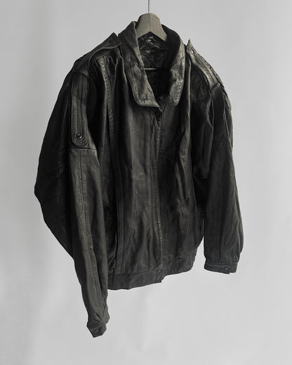 1990s Black Leather Bomber Jacket