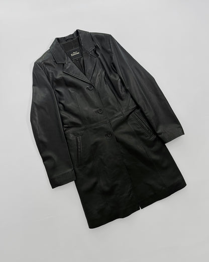2000s Black Sheepskin Nappa Leather Coat