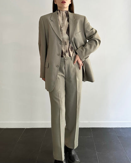 90s Wool Linen Grey Pant Suit