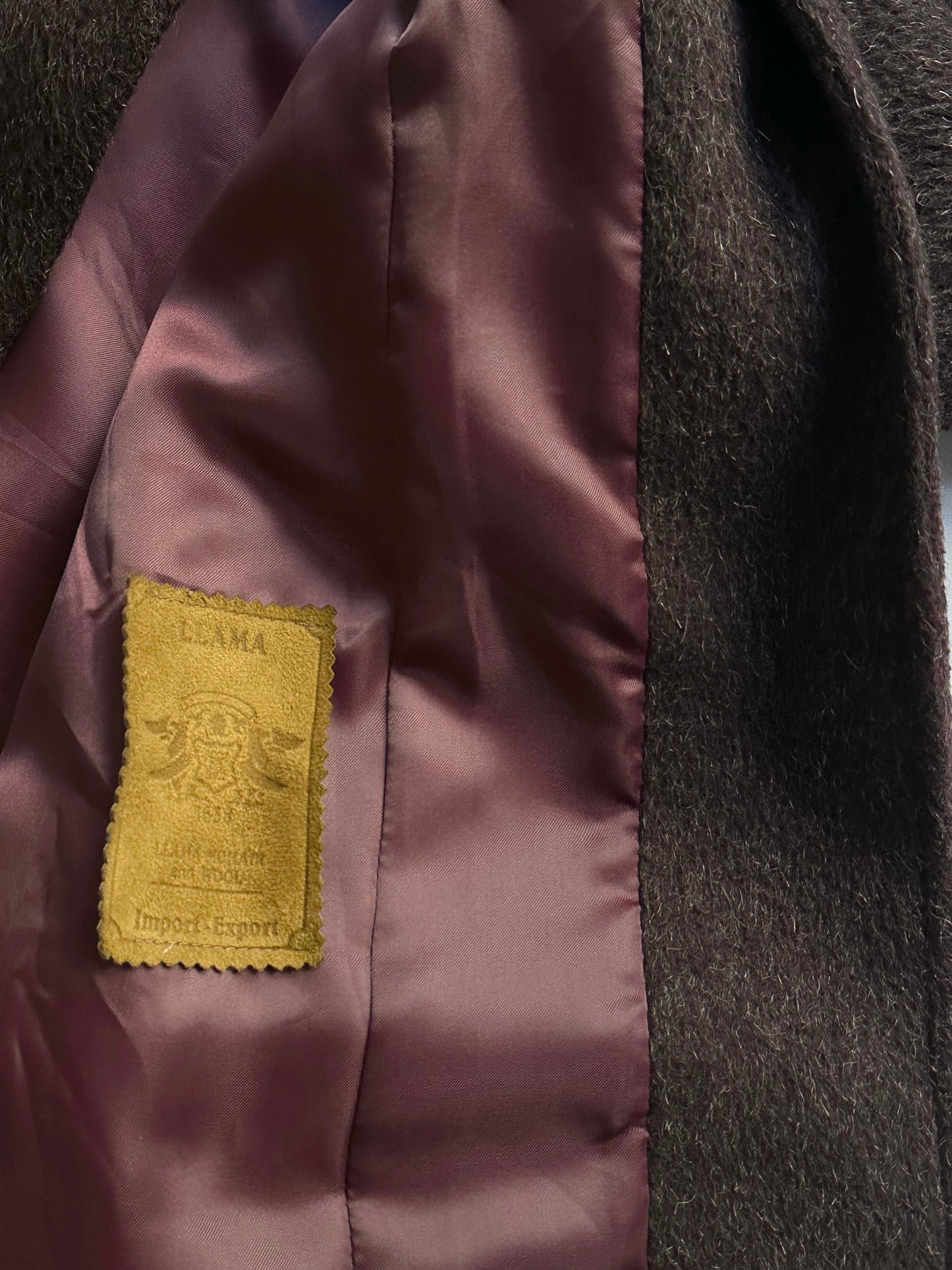 80s Burgundy Llama Mohair Wool Coat