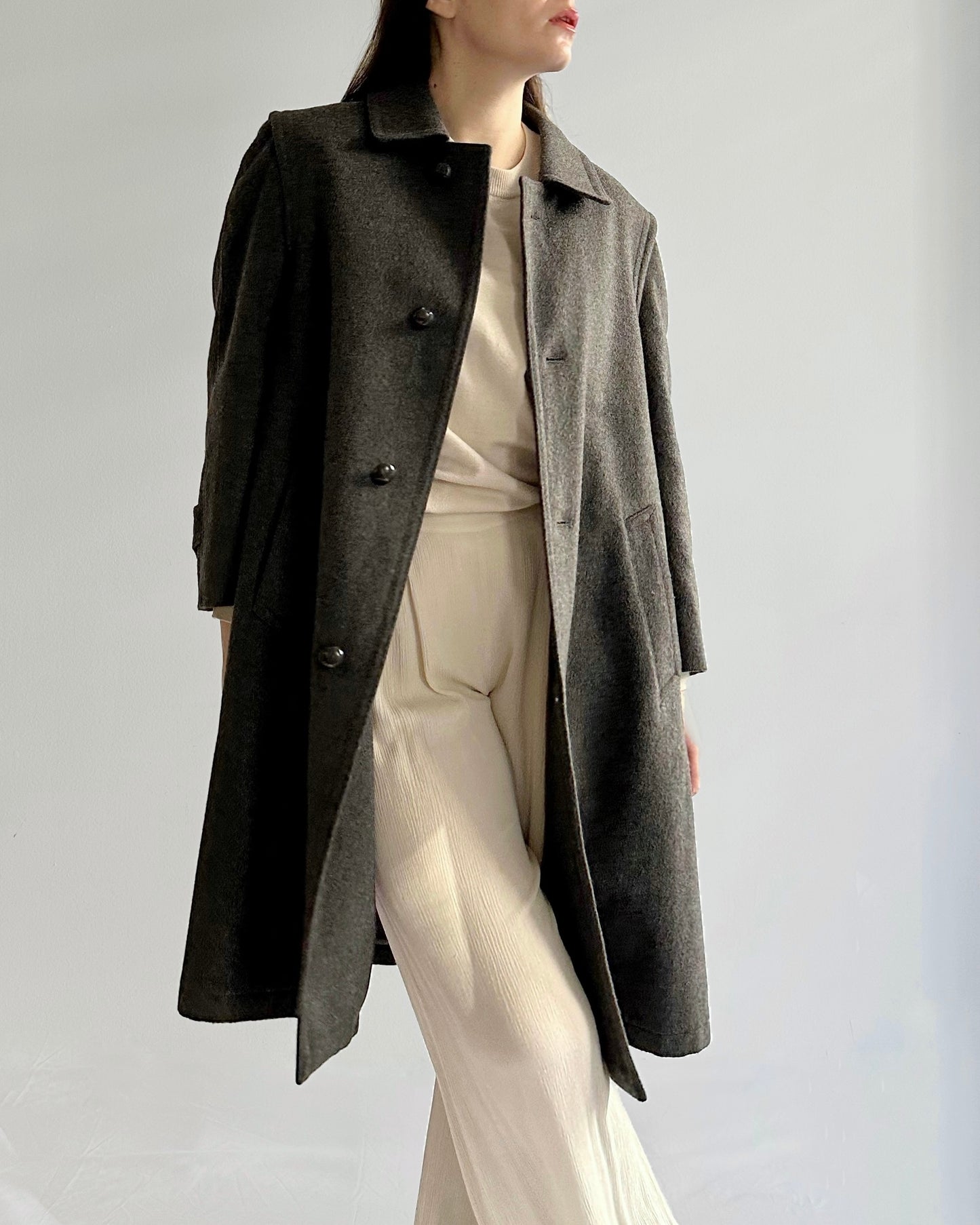 90s Austrian Grey Wool Loden Coat