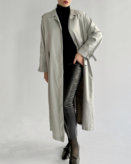 70s Grey Belted Trench Coat