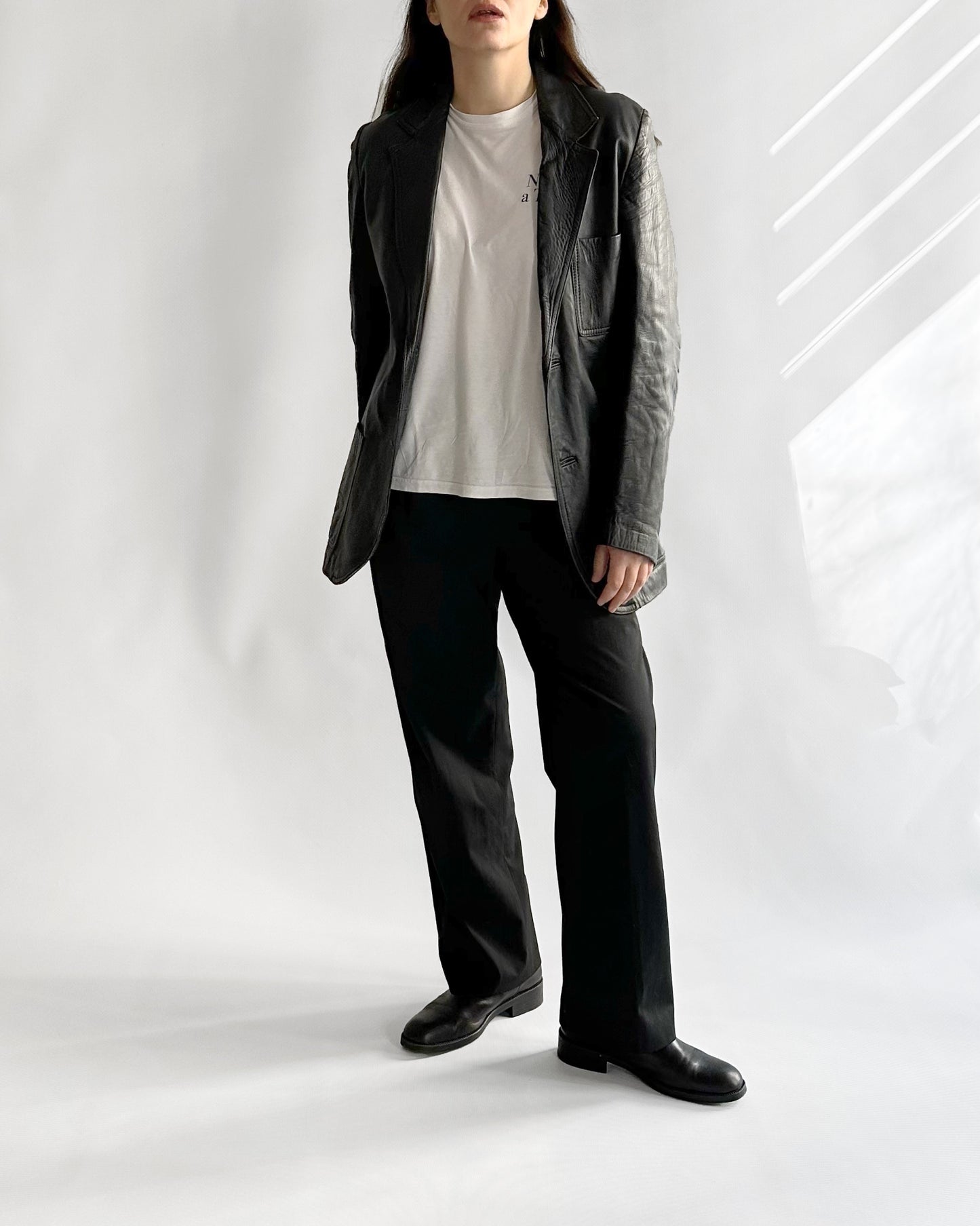 90s Black Soft Leather Blazer