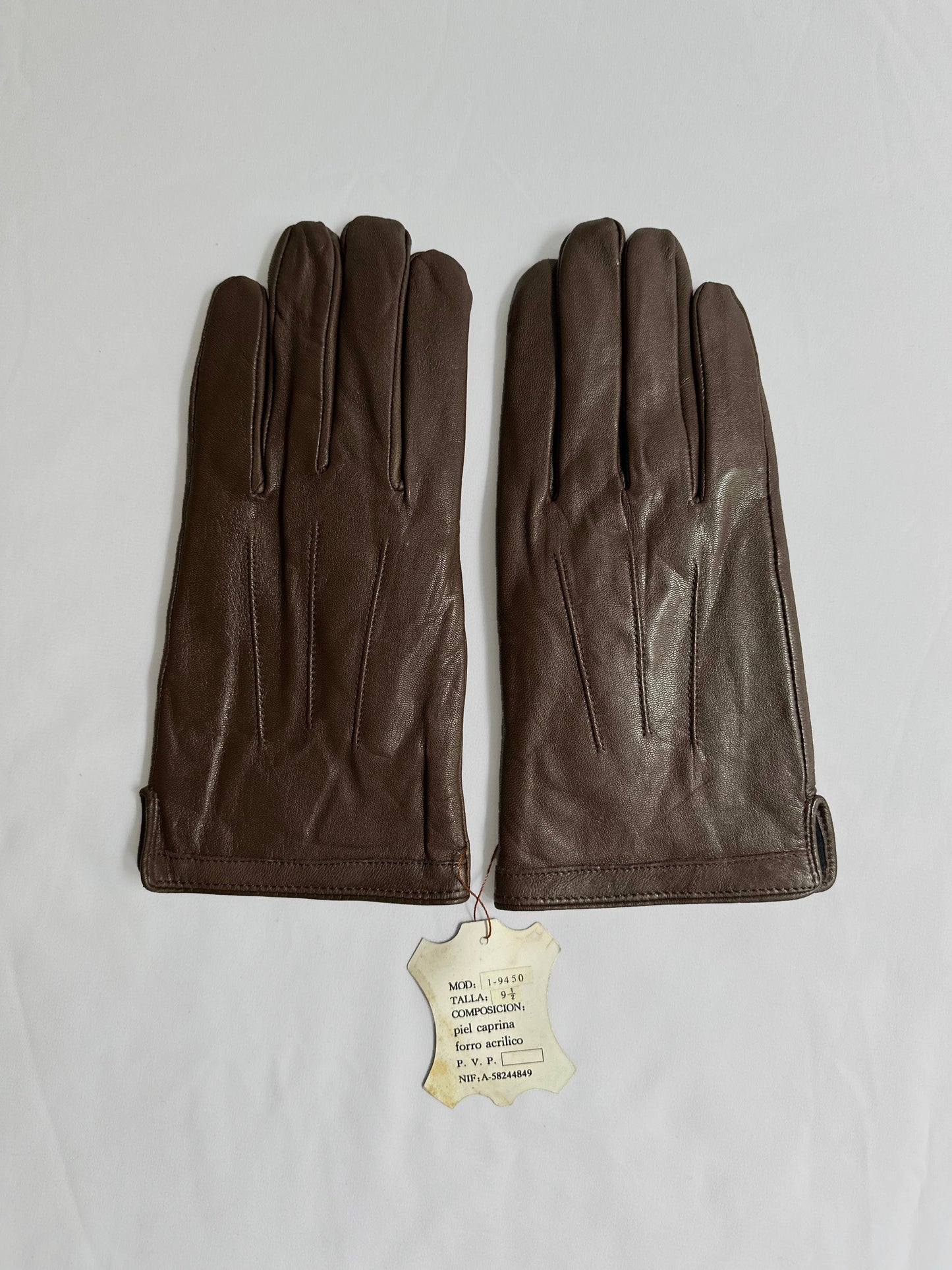 90s Brown Goat Leather Gloves - Size 9 1/2, NOS