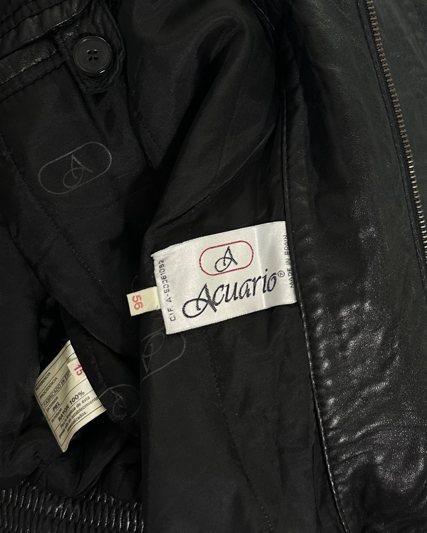 80s Black Leather Bomber Jacket