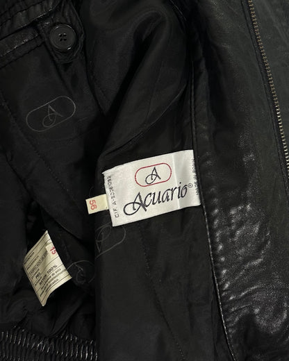 80s Black Leather Bomber Jacket