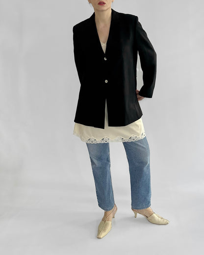 2000s Burberry Black Wool Blend Blazer