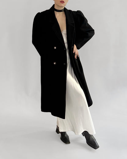 90s Black Coat with Jewel Buttons