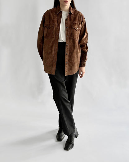 70s Brown Suede Western Shirt Jacket