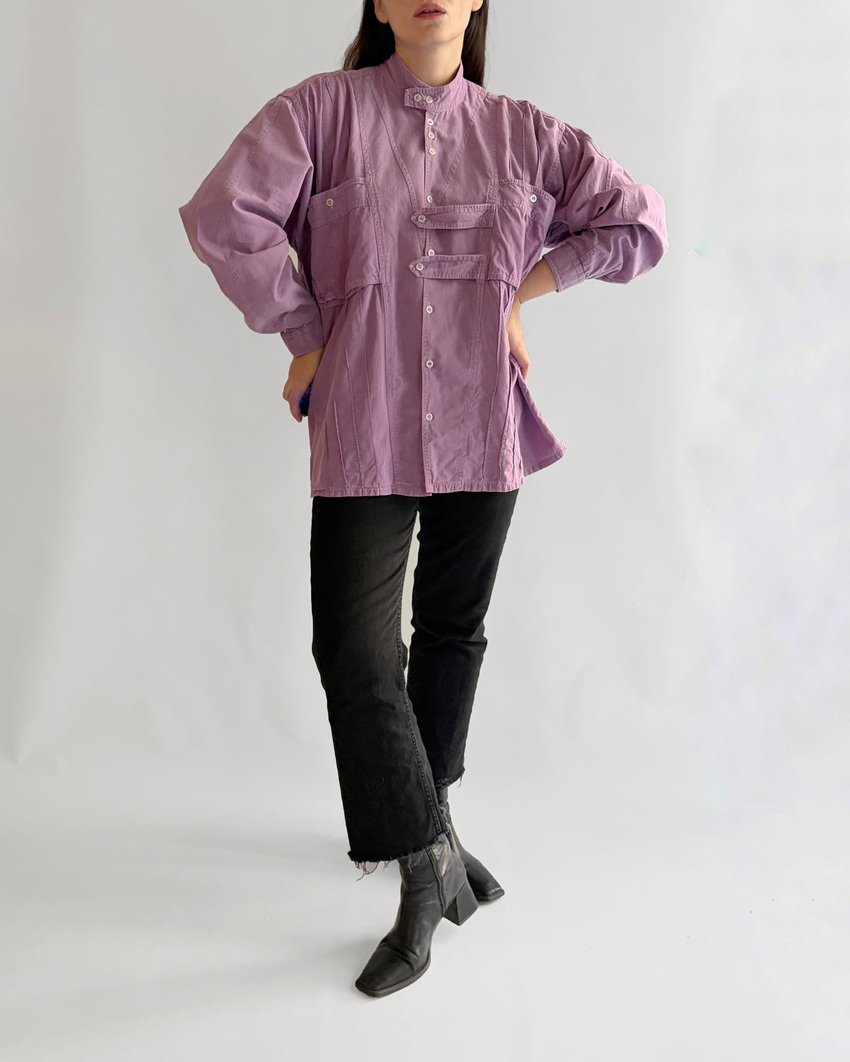 Vintage 1980s Dusty Mauve Cotton Utility Shirt