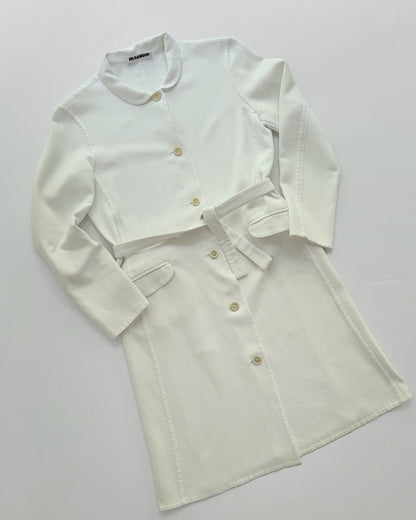 Jil Sander 2000s White Cotton Coat Dress