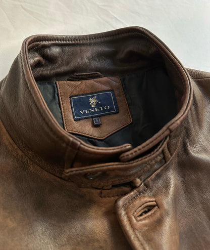 90s Distressed Brown Leather Jacket