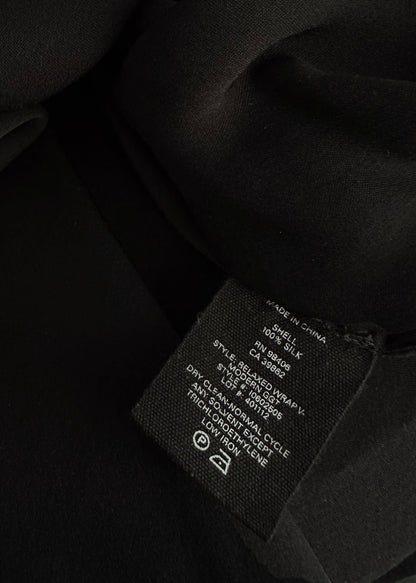 Theory Black Pure Silk Wrap Blouse