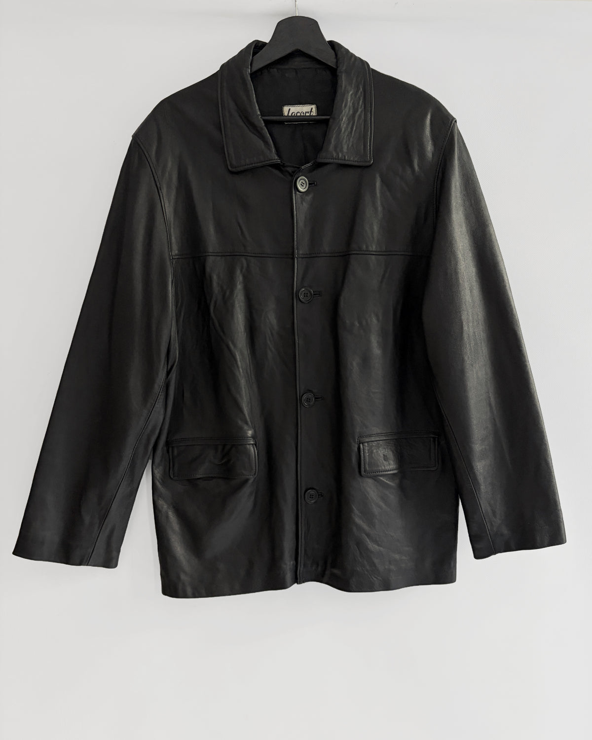 Vintage 1990s Black Sheepskin Leather Jacket