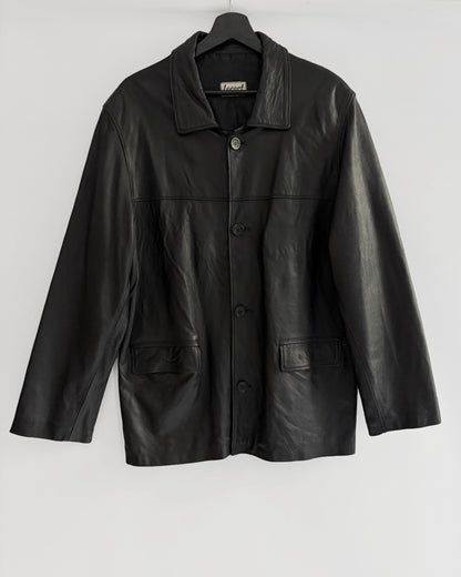 Vintage 1990s Black Sheepskin Leather Jacket