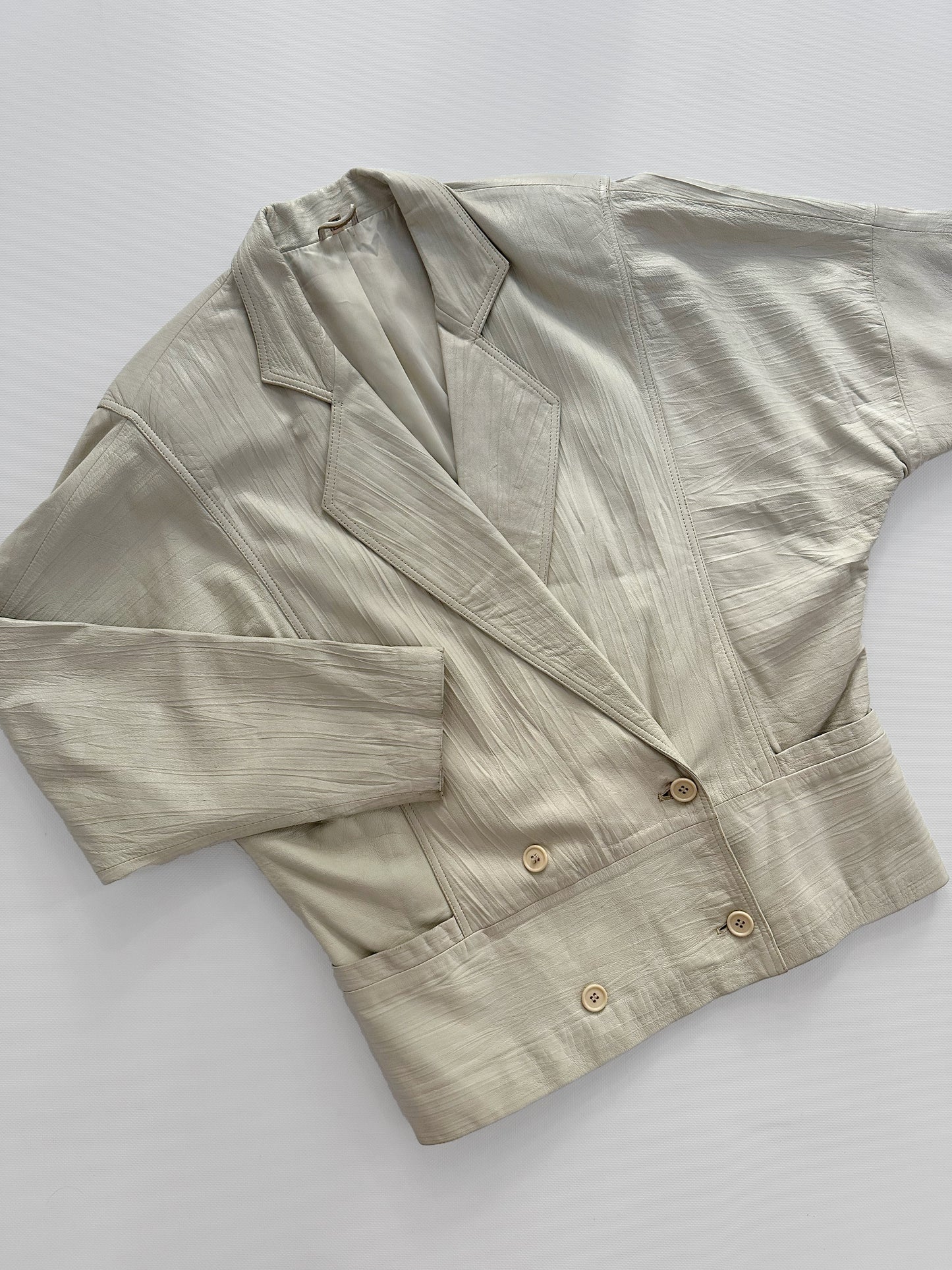 80s Cream Leather Jacket