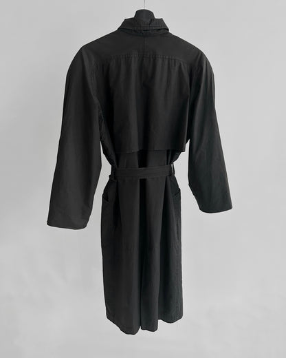 90s Black Belted Trench Coat
