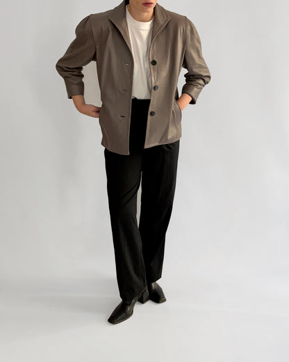 Vintage 1990s Taupe Sheepskin Leather Jacket