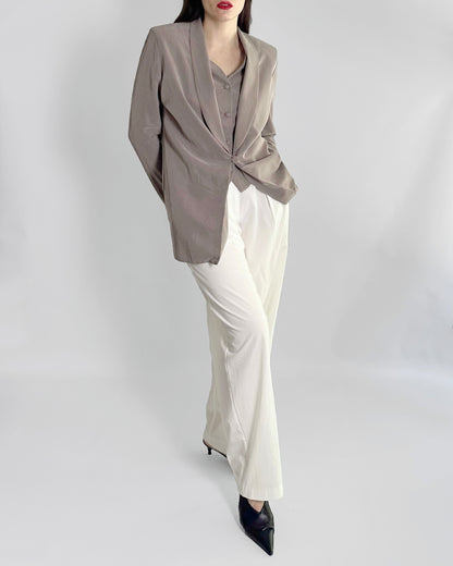 90s Taupe Viscose Blazer