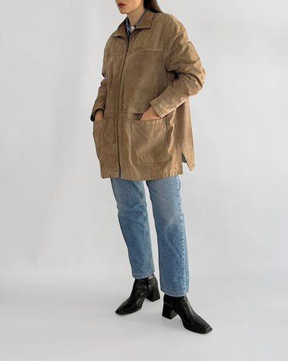 90s Brown Suede Leather Jacket